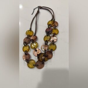 80s vintage Yellow and Brown Disc Necklace